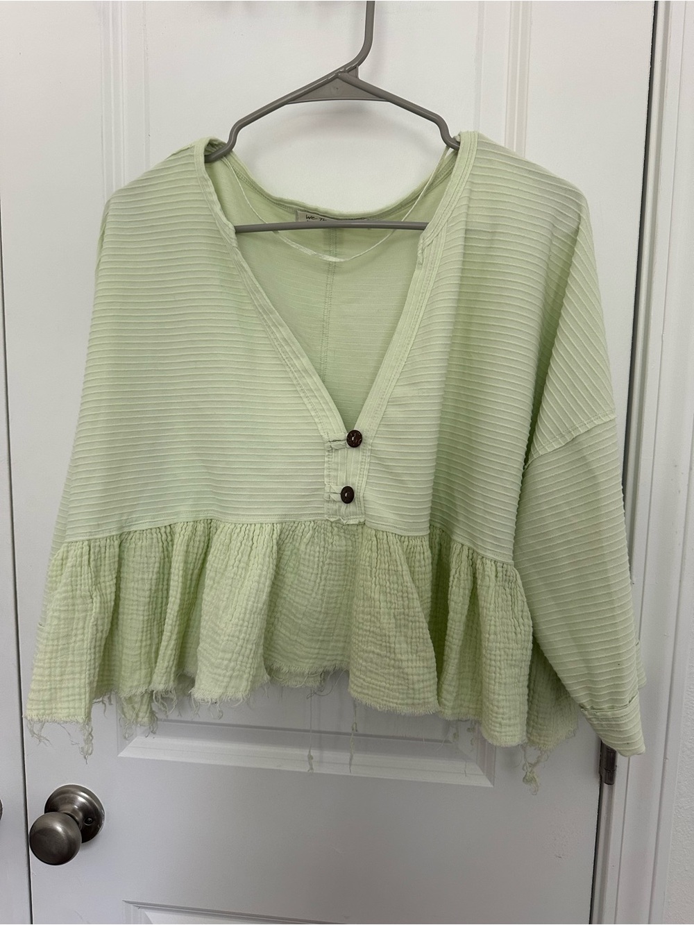 Free People We The Free Dallas Henley Top in Light Green - Picture 2 of 6